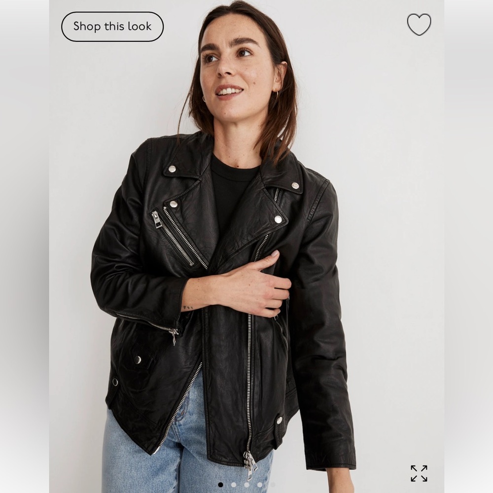 Madewell Women’s Oversized Washed Leather Motorcycle Jacket